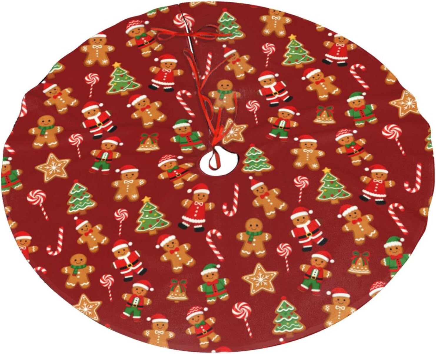 Gingerbread Man Candy Christmas Tree Skirt 48 Inches Holiday Home Party Supplies Xmas Trees Mat Decorations