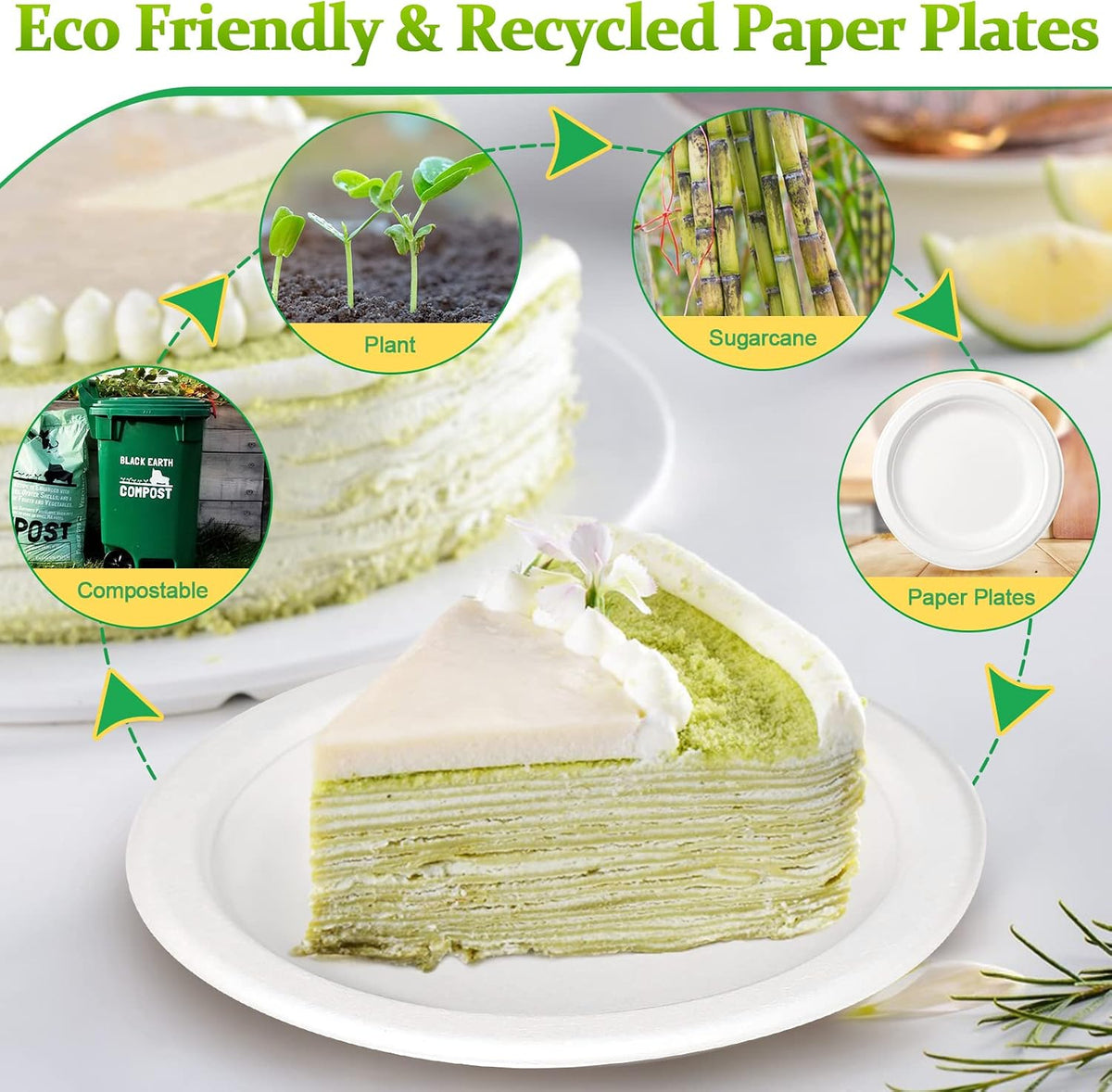 300 Pack 6 inch Paper Plates, Small Paper Plates Bulk, White