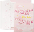 Crisky Baby Shower Card for Girls -3D Fabric Decor- Pink Rose Gold Welcome Congratulations Baby Card for New Baby Girl （Pink Bear）,5x7