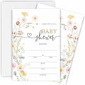 TPYEN Boho Wild Flower Baby Shower Invitations, Baby Shower Fill-In Invitation Cards With Envelopes - Gender Reveal Party Decorations & Supplies-B02