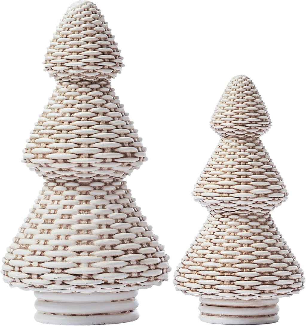 dn deconation white christmas tree figurines, natural rattan, main product view