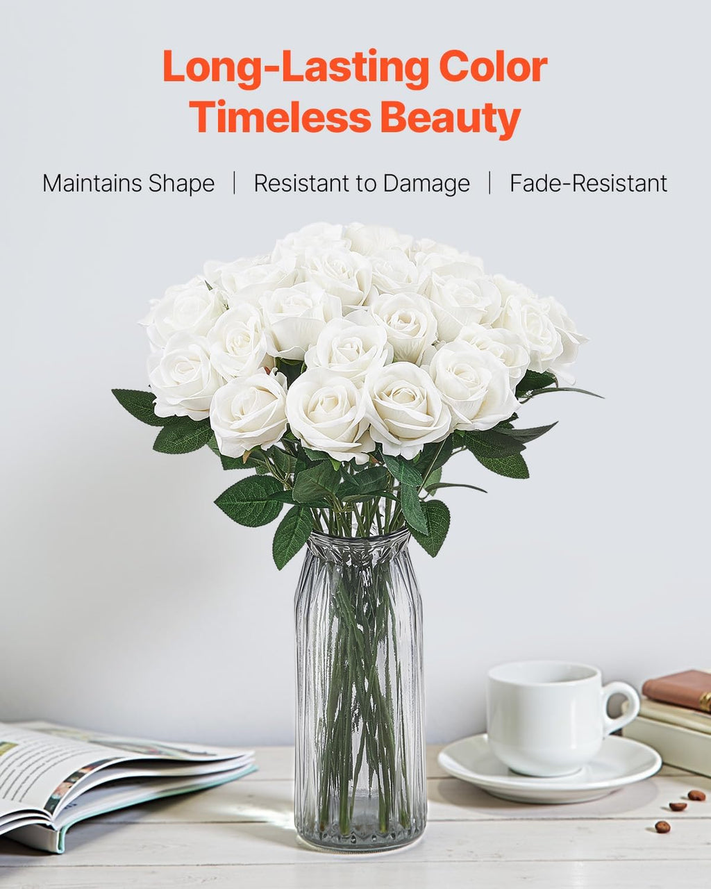 vevor artificial flowers, 120 pcs real looking white, close-up detail