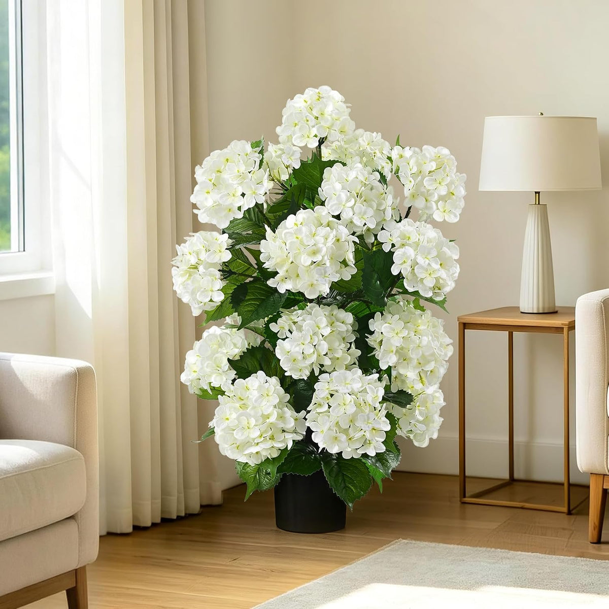 livole 2pcs artificial hydrangea tree potted for outdoor, package contents