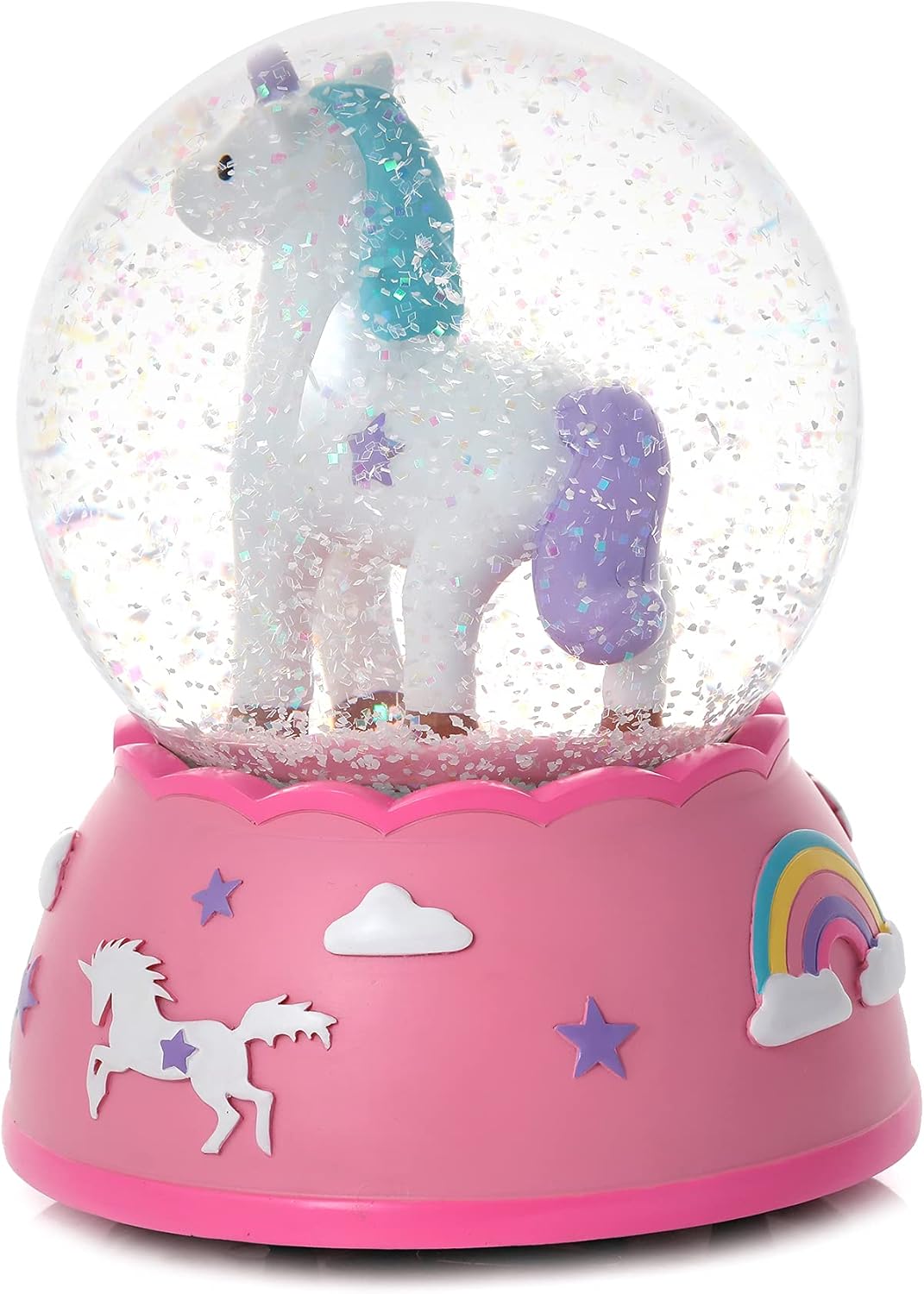 Shatterproof Unicorn Snow Globe for Girls - Hand-Painted Musical Water Globe with Glitter - Plastic Unbreakable Kids Snow Globe - Gift for Toddlers & Little Girls Ages 3+