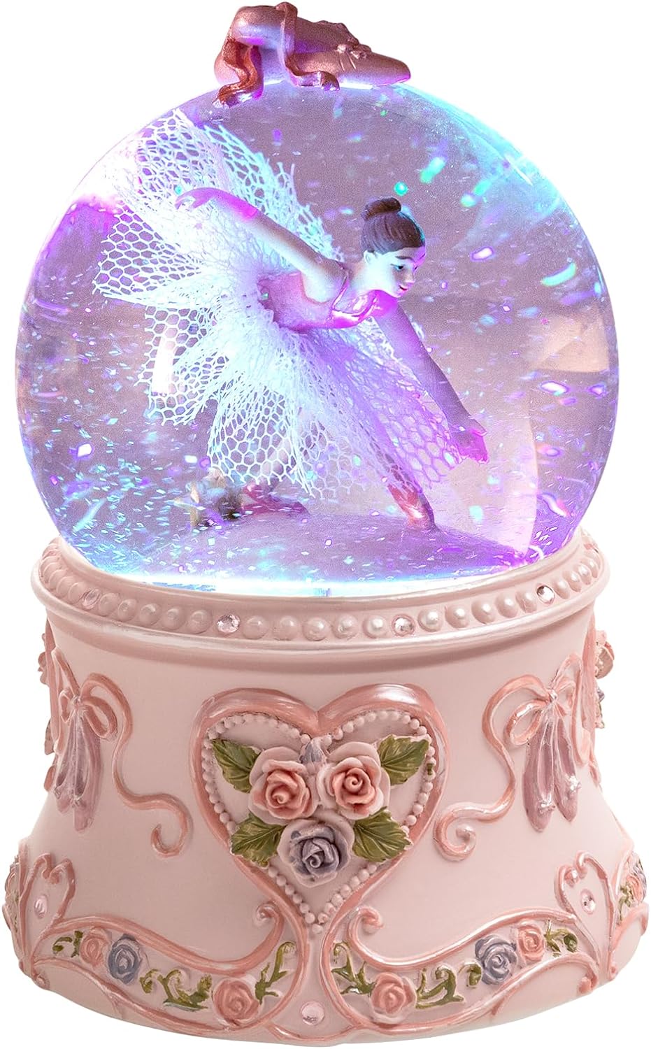 Ballerina Snow Globe Music Box with LED Lights – Classic Ballet Dancer Gift, Clear Glass Globe, Perfect for Ballet Lovers, with Music The Blue Danube