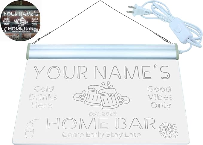 ADVPRO Personalized Your Name Custom Home Bar Beer Established Year Single Color LED Neon Sign 12 x 8.5 Inches st4s32-p11-tm-w