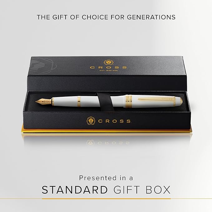 Cross Bailey Light Polished White Resin and Gold Tone Fine Nib Fountain Pen