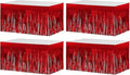4 Pack 29x108 Inch Metallic Foil Fringe Tinsel Table Skirts for Rectangle Tables Streamer Backdrop for Wedding, Birthday, Parade Floats, Christmas, Halloween Party Decoration(Red)