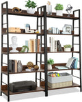 industrial bookshelf,ladder shelf 5 tier large bookcases floor, main product view
