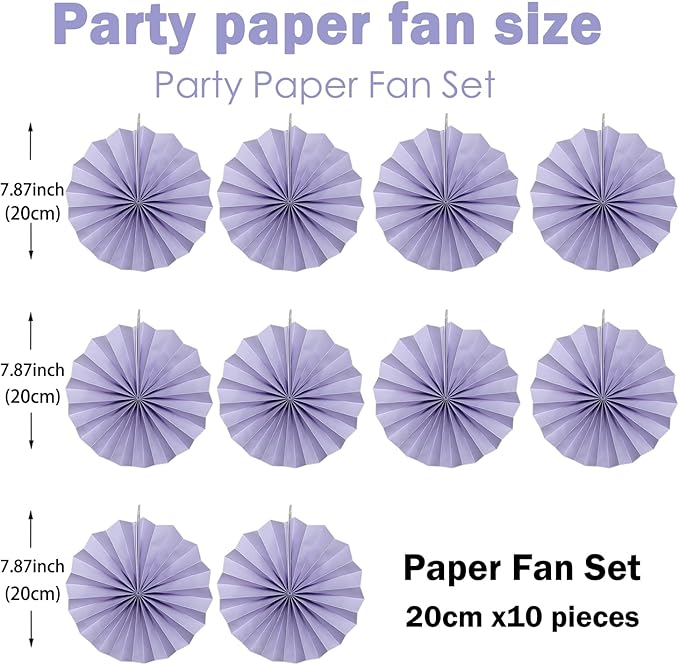 Purple Birthday Decorations,DIY Purple Paper Fans Hanging Decoration ,Party Decorations for Adults 8in,Little Mermaid Party Decor,Baby Shower Decorations 30 Color DIY Set (Light Purple)