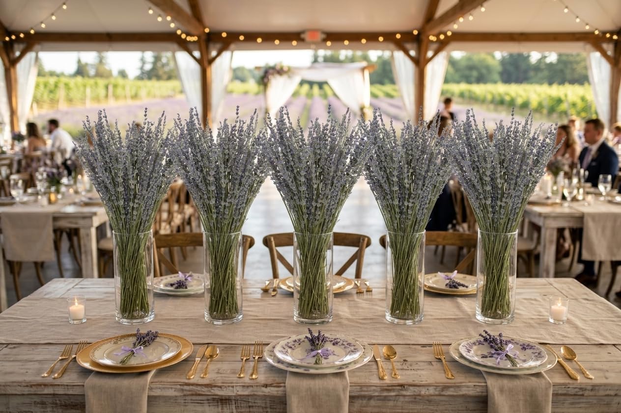 Dried Lavender 2 Bunches 100% Fresh Natural Purple Bouquet Flowers for Bathroom Photo Props Crafts Decoration, 15-17" for Shower Weeding Vase Decor, Home Fragrance(200-220 Stems(100g/3.5oz Total))