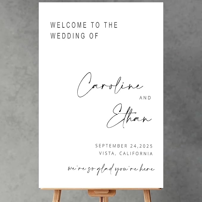 Generic Personalized Wedding Welcome Sign, 18x27 inches, Plastic, Modern Style, Wedding Event Guestbook