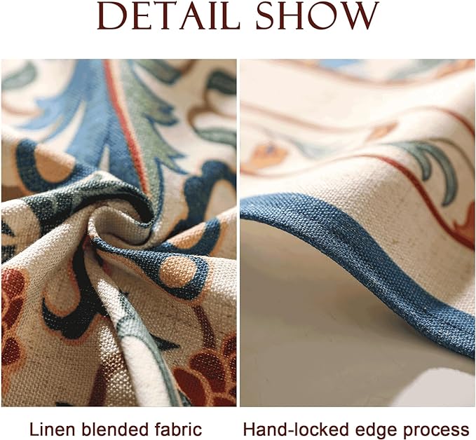 patdrea Designer Vintage Linen Tablecloth for Rectangle Table,French Soft Durable Floral Tablecloths,Colorful Table Cover for Kitchen Dining,Parties,Christmas,Thanksgiving,Party,55"x71"-Puno