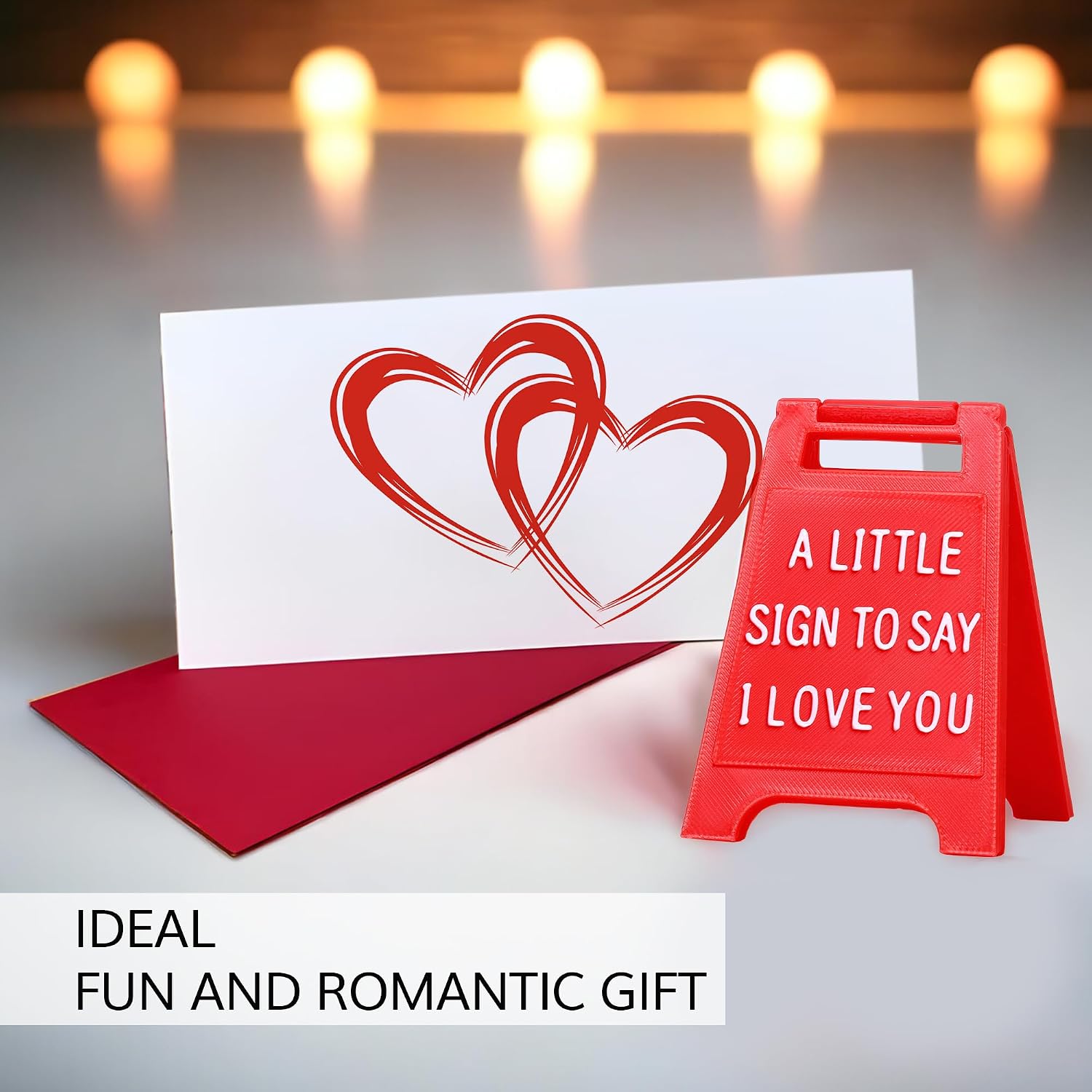 Romantic Mini Desk Sign with “I Love You” Message – Valentine’s Day & Romantic Anniversaries Gift for Her or Him – Cute Freestanding Love Keepsake - Premium Plastic Solid Freestanding Desk Sign