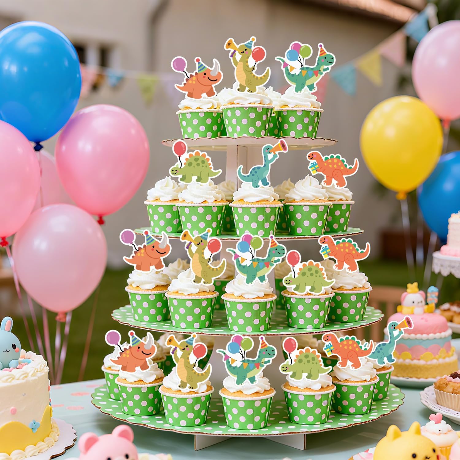 ALISSAR 36 Pcs Dinosaur Cupcake Toppers, Dino Cake Toppers for Birthday Party Decor, Baby Shower, Rex Theme - Dinosaur Cake Decorations, Dino Party Supplies
