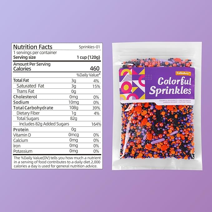 Edible Halloween Sprinkles for Cake Decorating 7ounce, Pumpkin Bats Sprinkles for Party, Sugar Pearl Sprinkles for Cupcake Toppers, Cookie, Ice Cream Decorations Celebrations