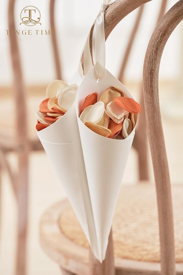 TINGE TIME 400pcs Silk Flower Petals for Wedding, Rose Petals for Decoration, Fake Flower Petals for Bridal Showers, Flower Girl Petals for Anniversaries and Parties (Burnt Orange)