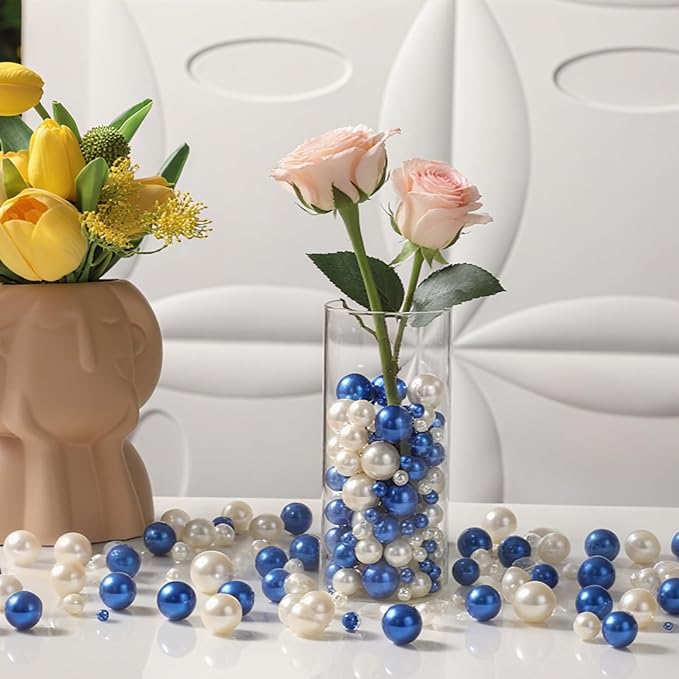 200 Pcs Vase Filler Beads White Pearl Beads for Vase No Hole Beads for DIY Home Table Party Decor Wedding Centerpiece 8/14/20mm