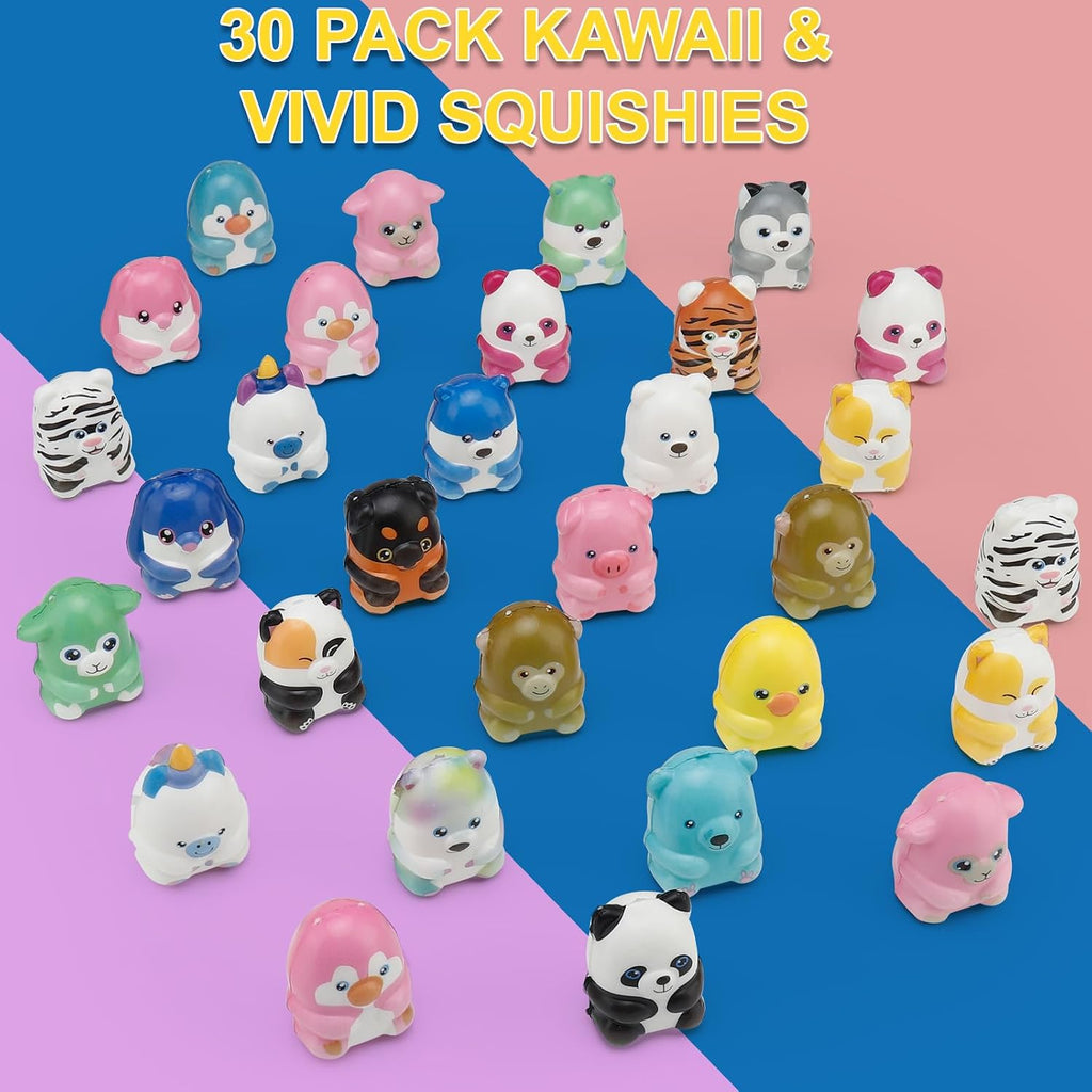 curibble 30 Packs Party Favors Slow Rising Animal Squishy Toys with Capsules,Goodie Bag Stuffers,Birthday Gifts,Treasure Box Toys, Kids Classroom Prizes,Claw Machine Toys, Stress Relief Squishy toys