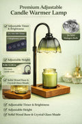 Candle Warmer Lamp, Candle Warmer for Jar Candles with Timer Dimmer & Adjustable Height, Flameless & Safe, Wood Base, 2 Bulbs Included – Home Decor for Bedroom & Relaxation, Housewarming Gift