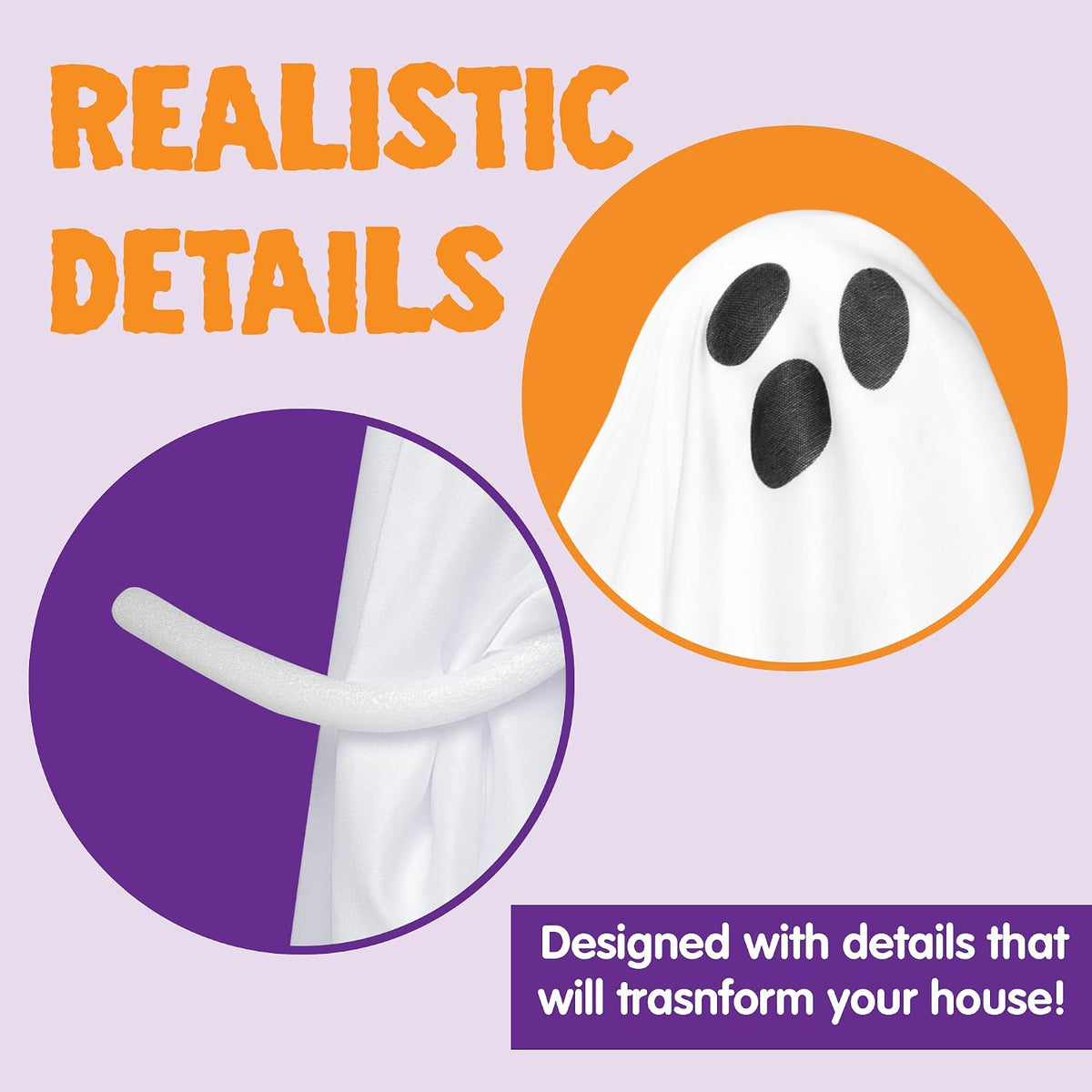 JOYIN 6 Pcs Halloween Decorations Outdoor Hanging Ghost, 19.6” White Flying G...