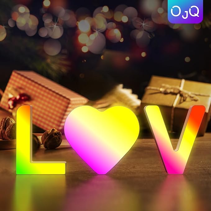OJQ Light Up Letters LED Letter - Marquee Letters Room Decor Alphabet Letter Music Sync Color Change Colorful - Christmas Birthday Gifts for Girl - Teen Girls Gifts Party Home Wall Decor