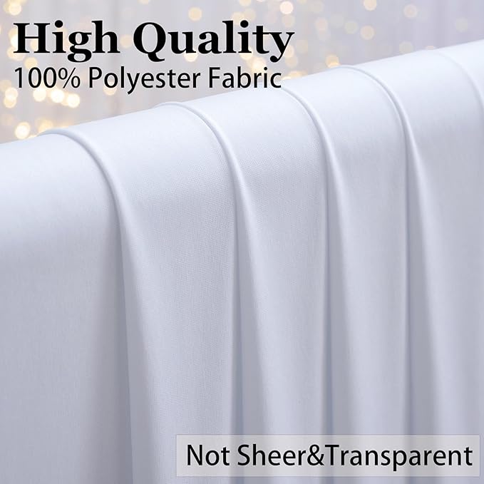 40×12ft White Wrinkle Free Backdrop Curtain, Soft Silky Easy to Drape Wedding Drapes for Backdrop, 8 Panels 12 ft Long Backdrop Curtains for Parties Birthday Baby Shower Photo Photography Background