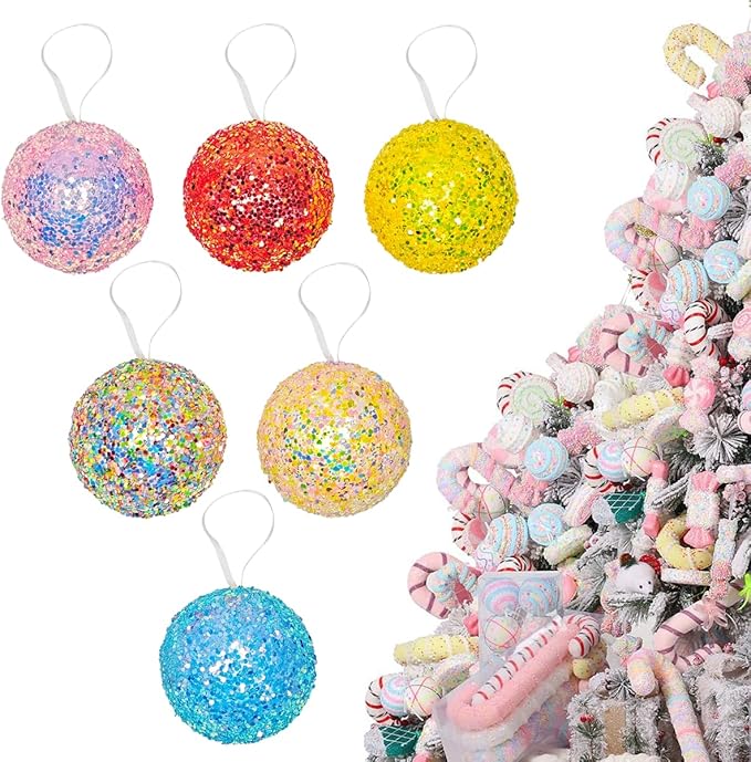 LANGXUN 6pcs Candy Land 2025 Xmas Birthday Party Wedding Suppiles Decoration, Hanging Candy Cane Christmas Tree Décor, Christmas Decorative Hanging Ornaments Crafts