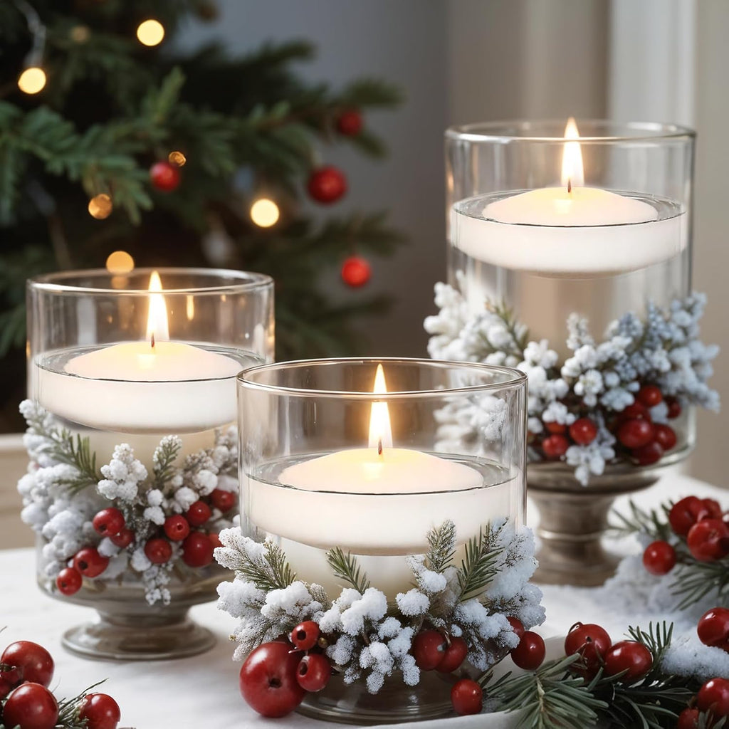 3 inch White Floating Candles, 48 Pack Unscented Floating Candle,8-9 Hours Burning Floating Candles for Centerpieces, 3“ Water Candles for Cylinder Vases, Wedding, Party