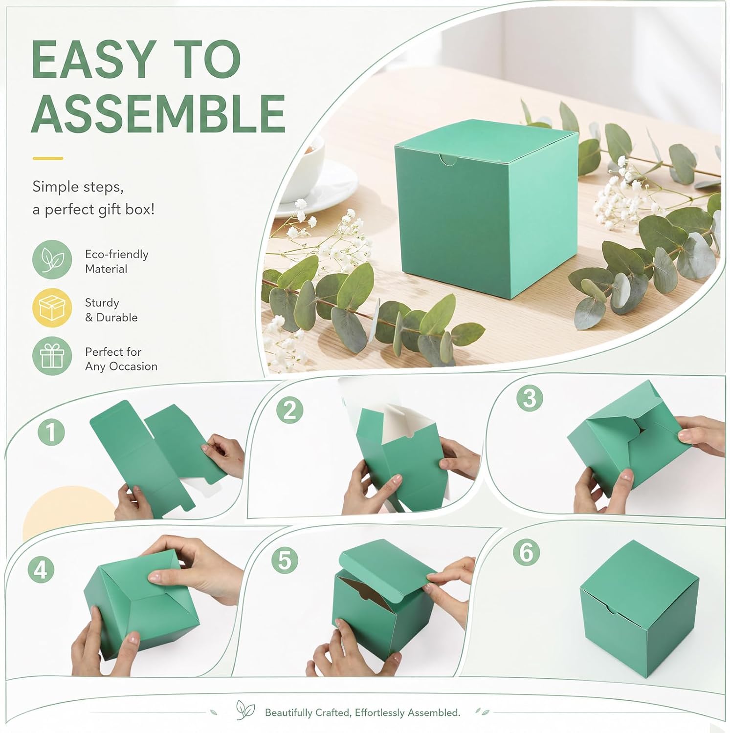 Zhehao 48 Pack Blue and Green Gift Boxes 12 Colors Small Cardboard Gift Boxes with Lids Bulk 4 x 4 x 4 Inch Square Kraft Cube Paper Box Assemble for Candles Wedding Presents Easy Birthday