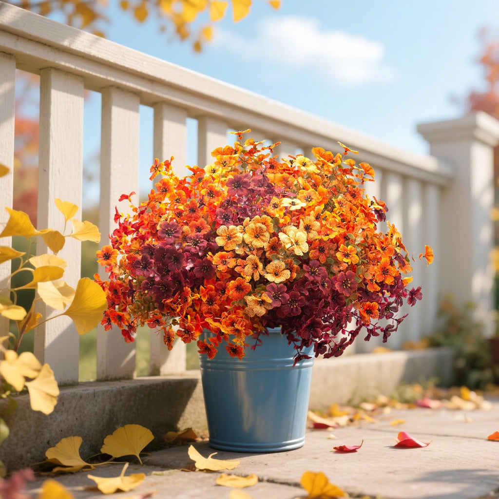 grunyia 16 bundles artificial fall flowers outdoor uv, package contents