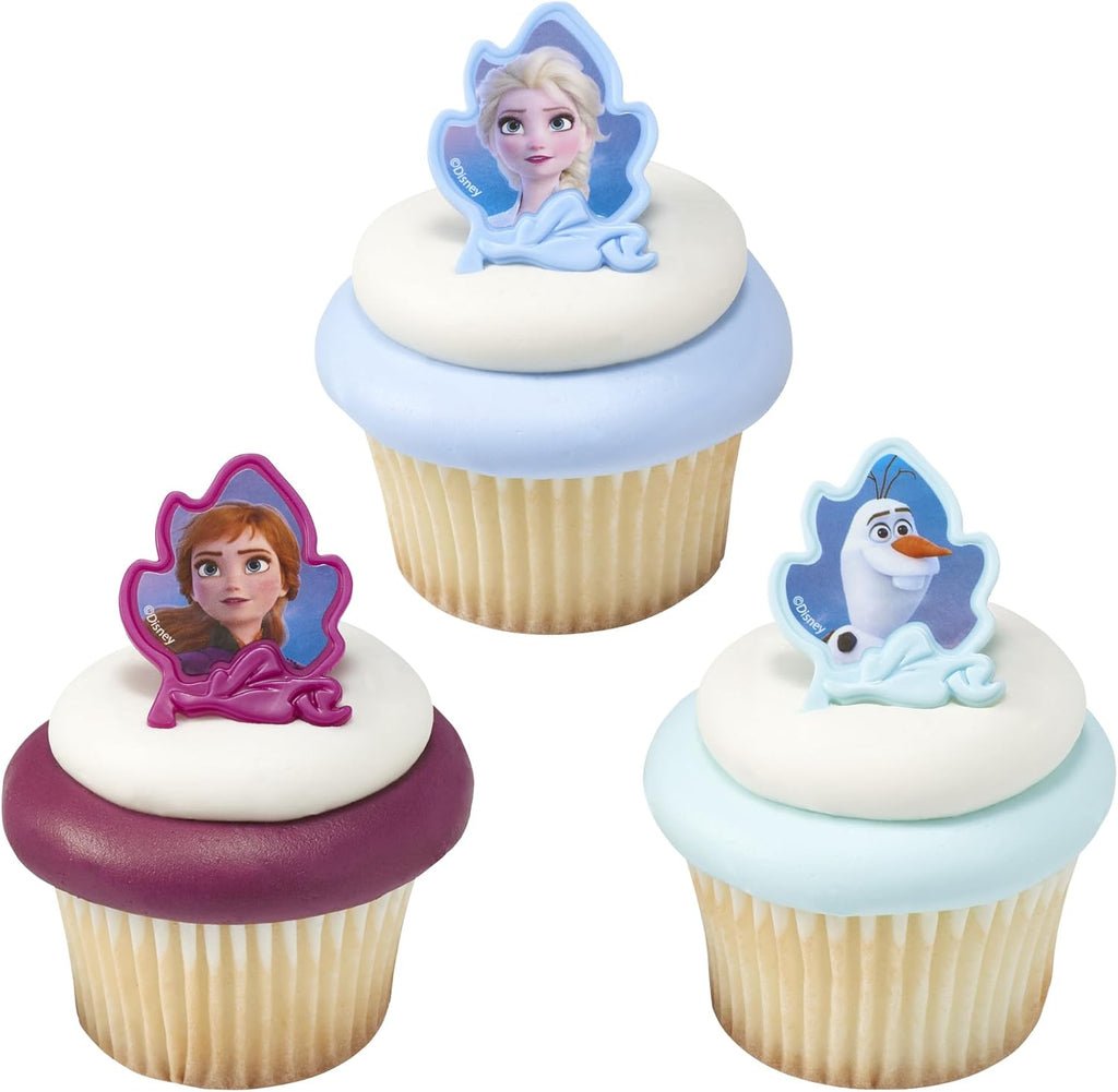 DecoPac Frozen II Rings, Cupcake Decorations Featuring Elsa, Anna, And Olaf For Birthday And Christmas Celebrations - 24 Count (Pack of 2)