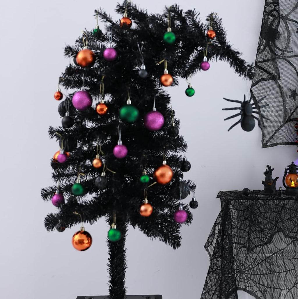 HipTree 1.57Inch 30ct Halloween Ornaments Decorations for Mini Tree | Nightmare Before Christmas Purple/Orange/Green/Black Ball Ornaments Set for Table Indoor Fall Holiday Party Home Decor