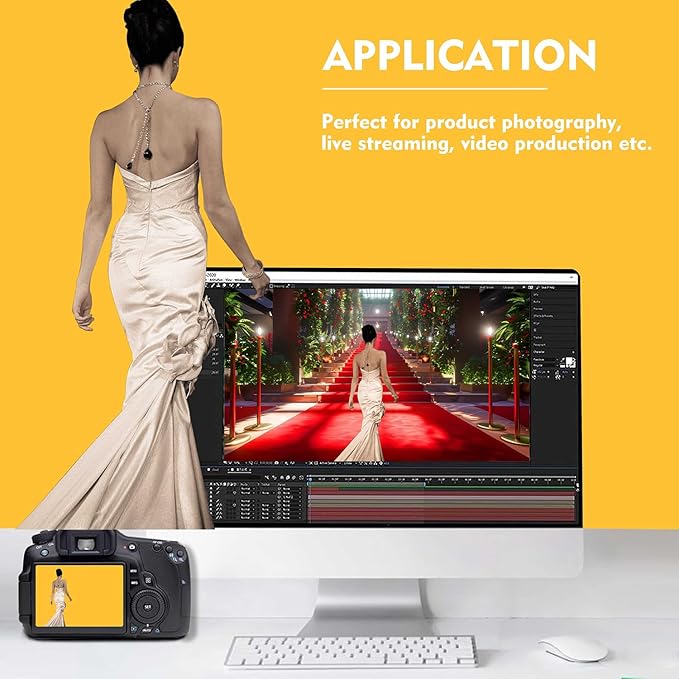 Yellow Photo Backdrop, Photo Booth Portrait Photography Backdrops, Studio Yellow Backdrop for Photoshoot Streaming Video Shooting 10x10ft