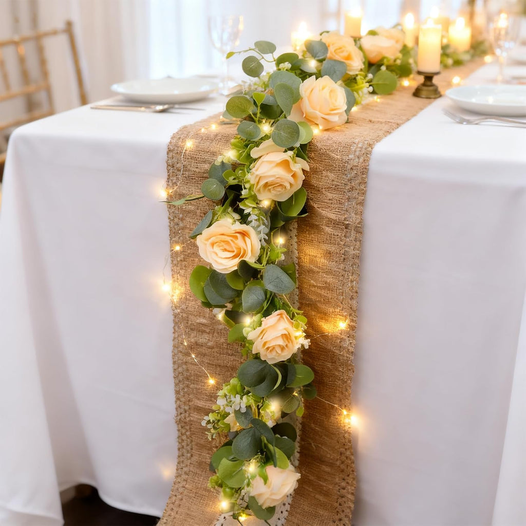 5.9 ft artificial flower garland with lights, fake, main product view