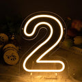 Number 2 LED Neon Sign Backdrop Birthday Party Decoration, 11.3" Height Warm White Marquee Number Two Light Up Sign for Wedding Anniversary Window Wall Table, Indoor Battery Operated or USB