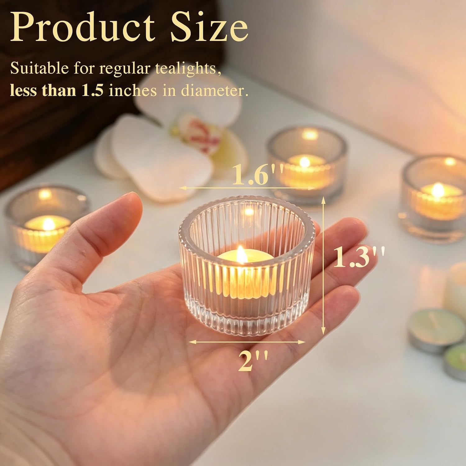 24 Pack Tea Light Candle Holders, Glass Clear Tealight Candle Holder Votive Candles Holders for Fall Wedding Table Centerpiece, Home Decor and Party Supplies
