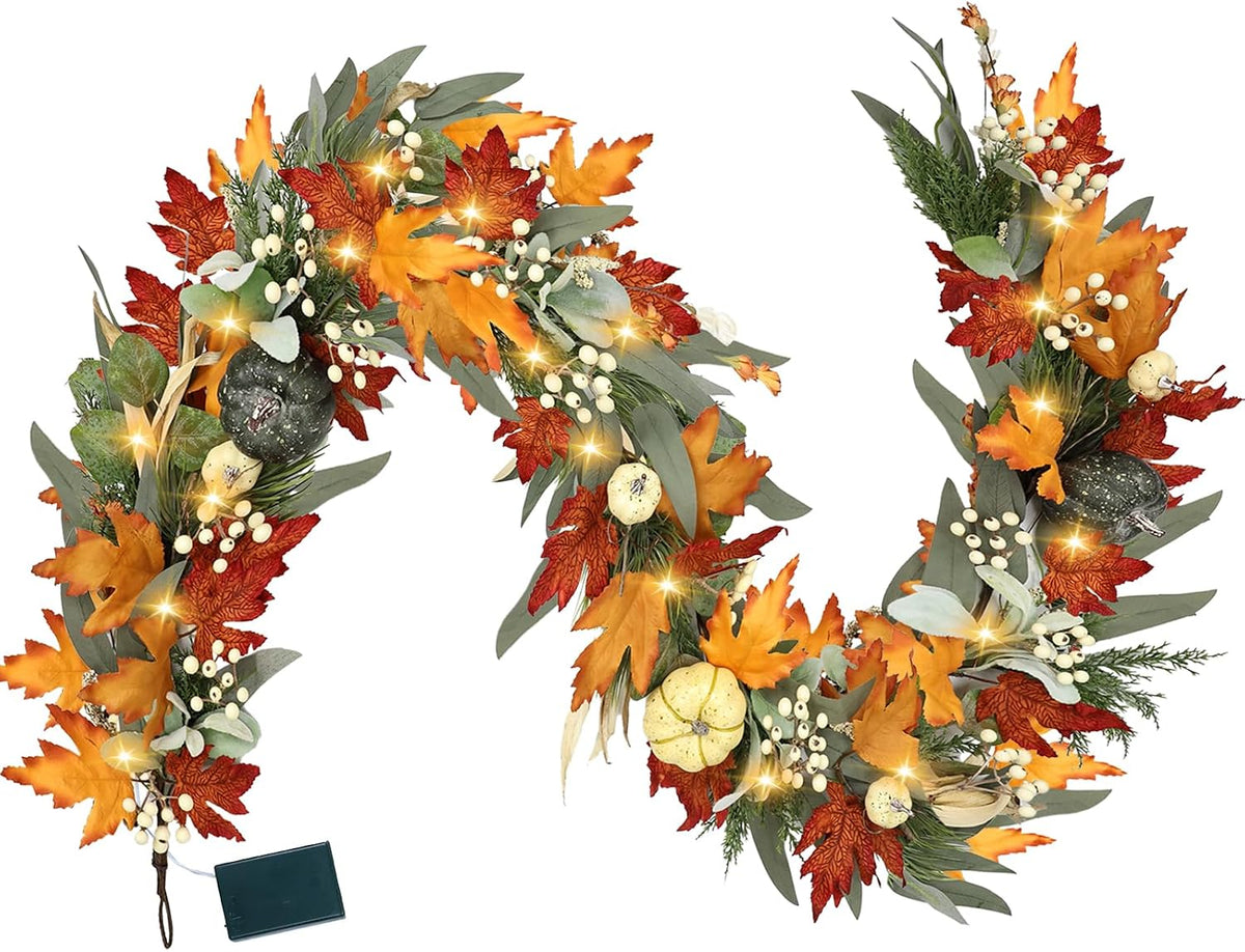 realistic fall garland for mantle 6 ft fall, main product view