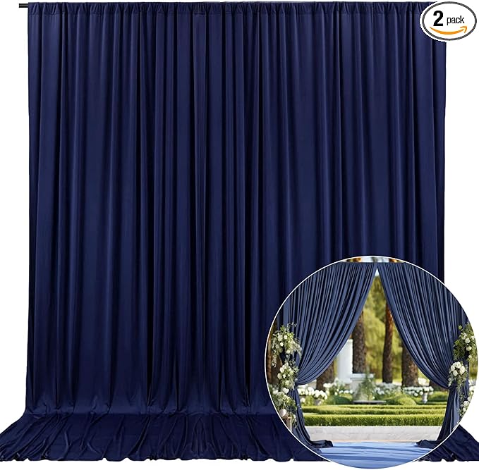 10 x 10 Feet Navy Blue Backdrop Curtain for Partie, Background Curtains for Photoshoot, Birthday, Wedding, Halloween, Thanksgiving, Christmas Day, New Year Party Decorations 5Ft x 10Ft, 2 Panels