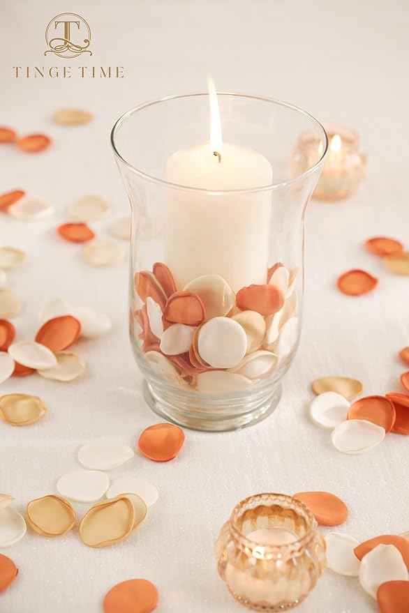 TINGE TIME 400pcs Silk Flower Petals for Wedding, Rose Petals for Decoration, Fake Flower Petals for Bridal Showers, Flower Girl Petals for Anniversaries and Parties (Burnt Orange)
