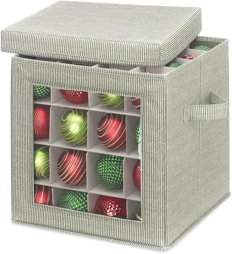 Whitmor Christmas & Holiday Ornament Storage Box - 64 Section Ornament Storage Box - Stripe