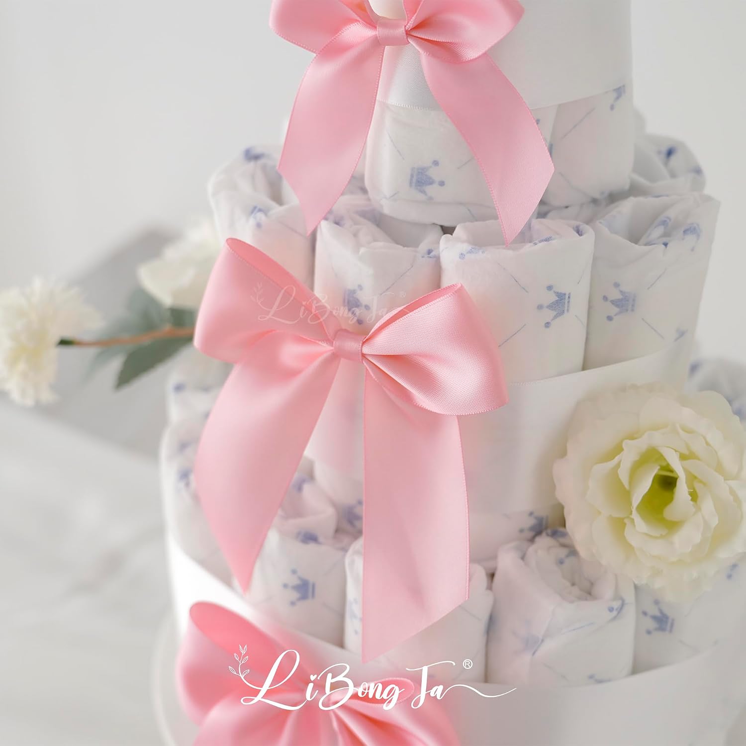 24 PCS Pink Bows for Gift Wrapping 4.5" Pre-Tied Twist Tie Bows Baby Pink Satin Ribbon Bow for Presents Candy Treat Bags Crafts Baby Shower Birthday Party Wedding Decor