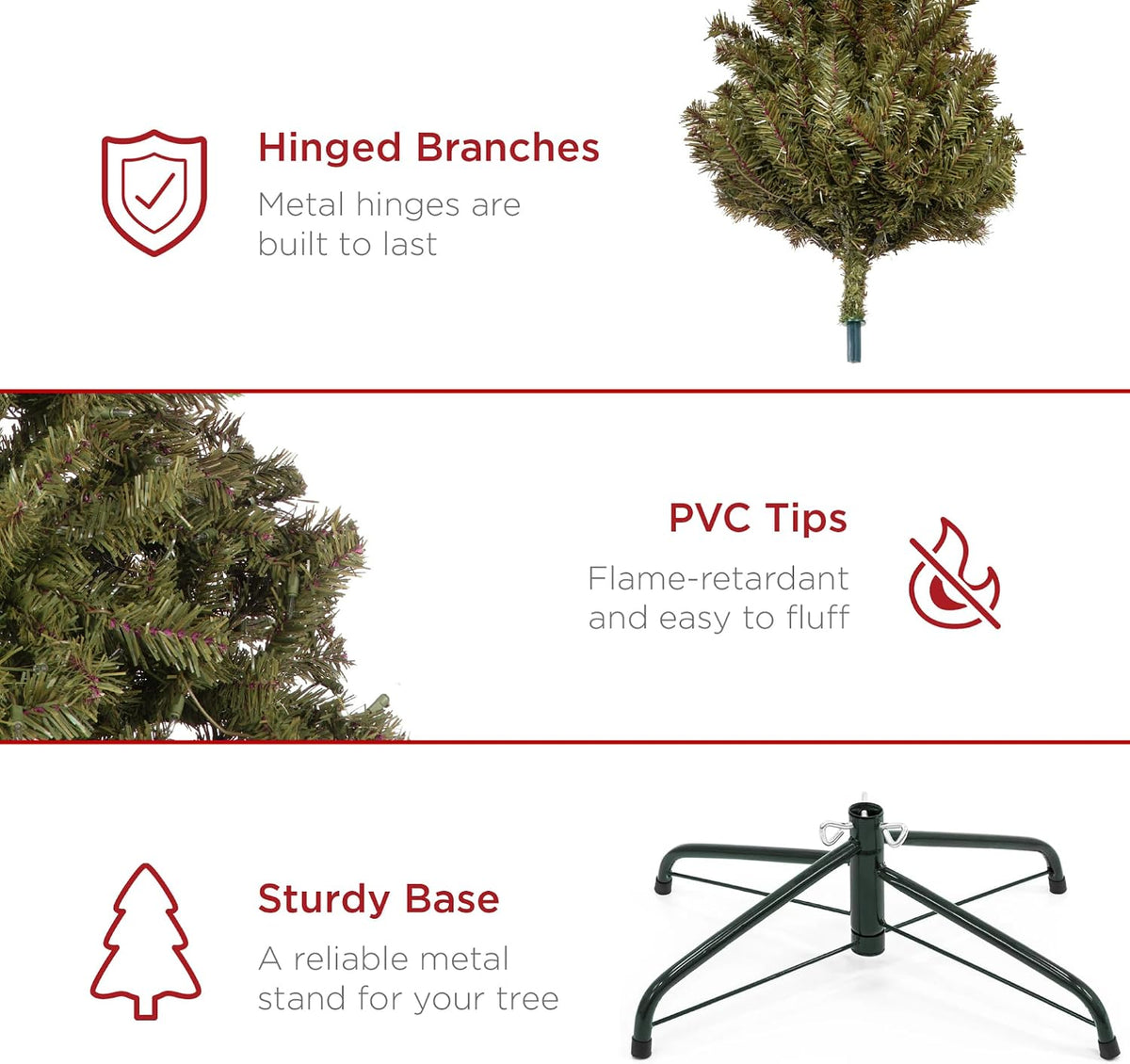 best choice products artificial christmas tree, 7.5ft premium, package contents