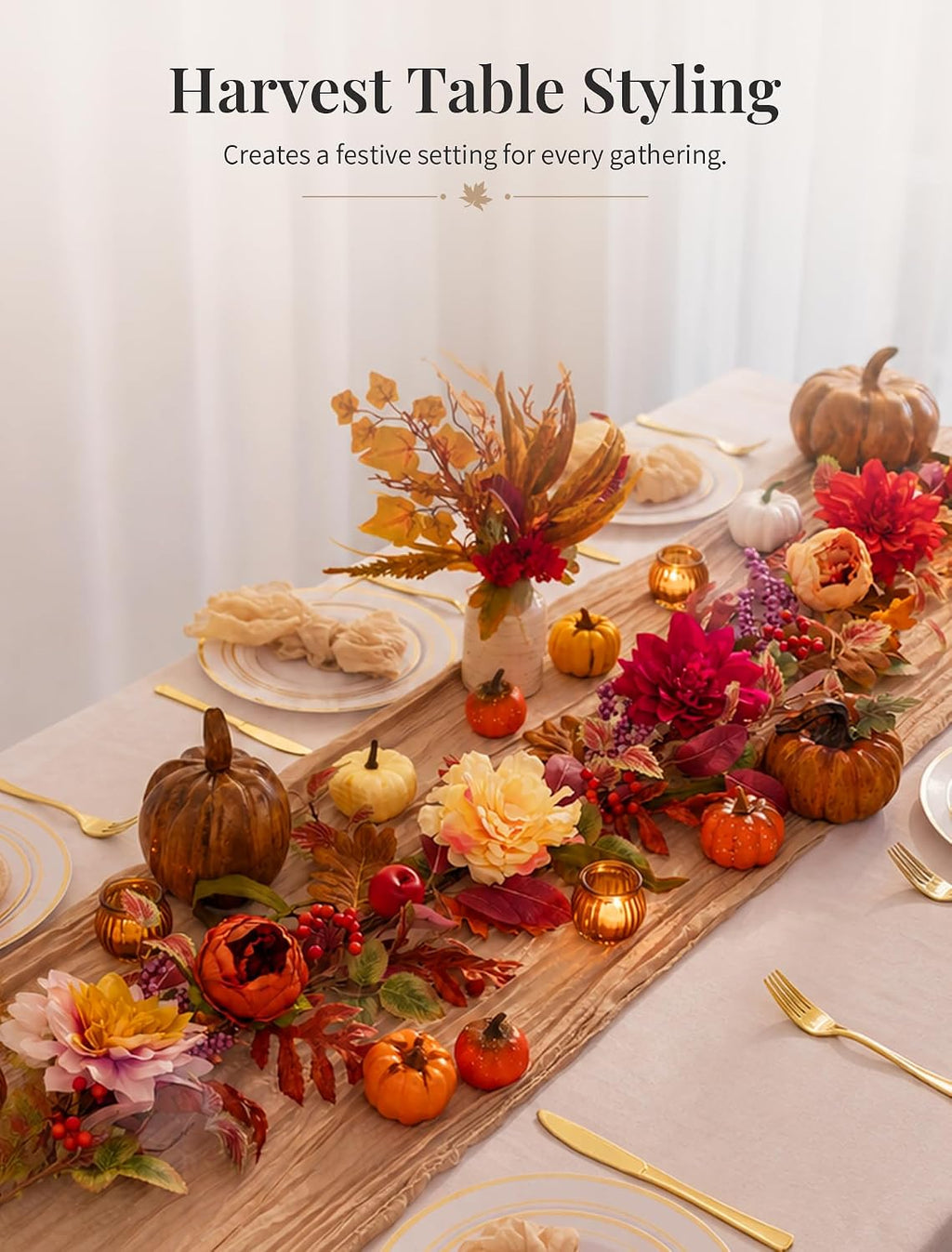 nuptio 6ft fall garland for mantle: fall decor shown in use