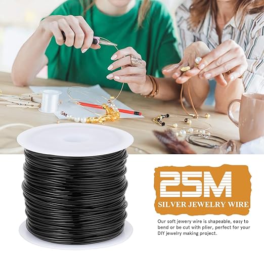 82FT Jewelry Wire 20 Gauge Tarnish-Resistant Copper Beading Wires Roll Bulk for DIY Crafts Jewelry Making, Black Wire