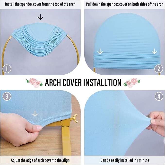 LEBENGURU Upgraded 6FT Wedding Arch Cover, Baby Blue Spandex Fitted Arch Backdrop Cover, Round Top Chiara Stand Covers for Birthday Party Baby Shower Banquet Balloon Décor