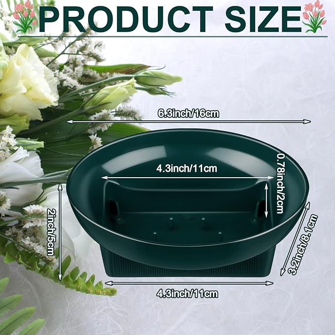 Karenhi 12 Pcs Floral Supplies Green Bowls for Flower Arrangements Large Size 6.3 Inch Floral Foam Bowls for Arrangements Holiday Wedding Fresh Flower Decoration Supplies (Foam Not Include)