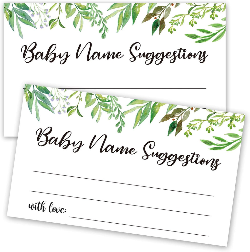 50 Baby Shower Name Suggestion Cards, Greenery Name Suggestion Cards for Baby Shower, Name Suggestion Game, Baby Shower Games, Baby Party Supplies, 3.5 x 2 Inches