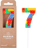 PHD CAKE Number 7 Building Block Birthday Cake Candle, Numeral Birthday Candles