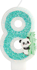 Panda Birthday Candle Number 8, Mini Panda 8 Candles Bamboo Panda Cake Topper, Jungle Animals Panda Theme Party Birthday Anniversary Party Decorations Supplies(8, Green)
